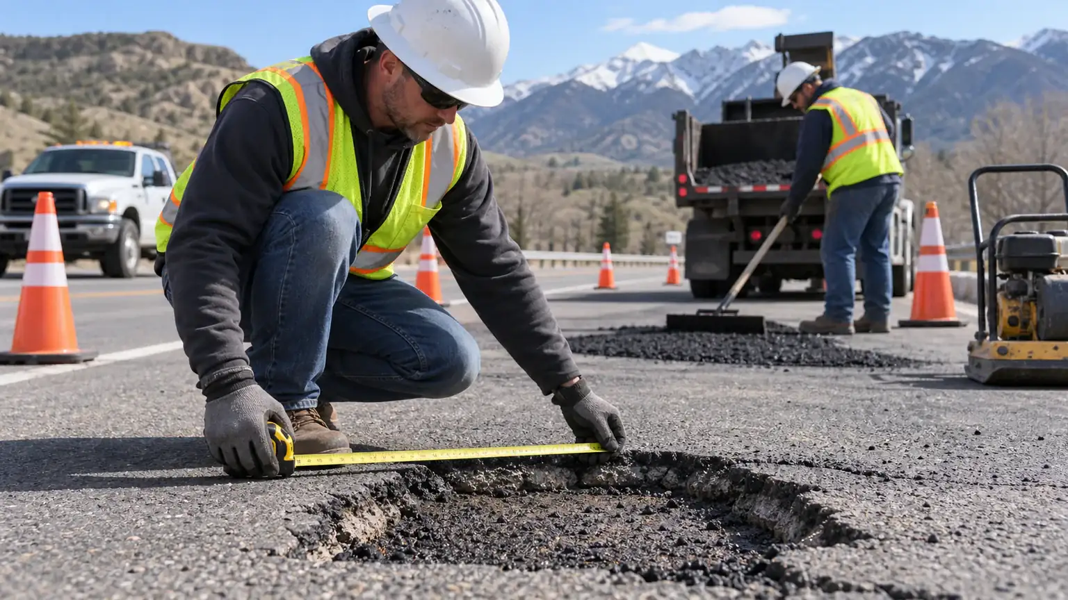Quality-control step for pothole repair in Elk Ridge, Utah