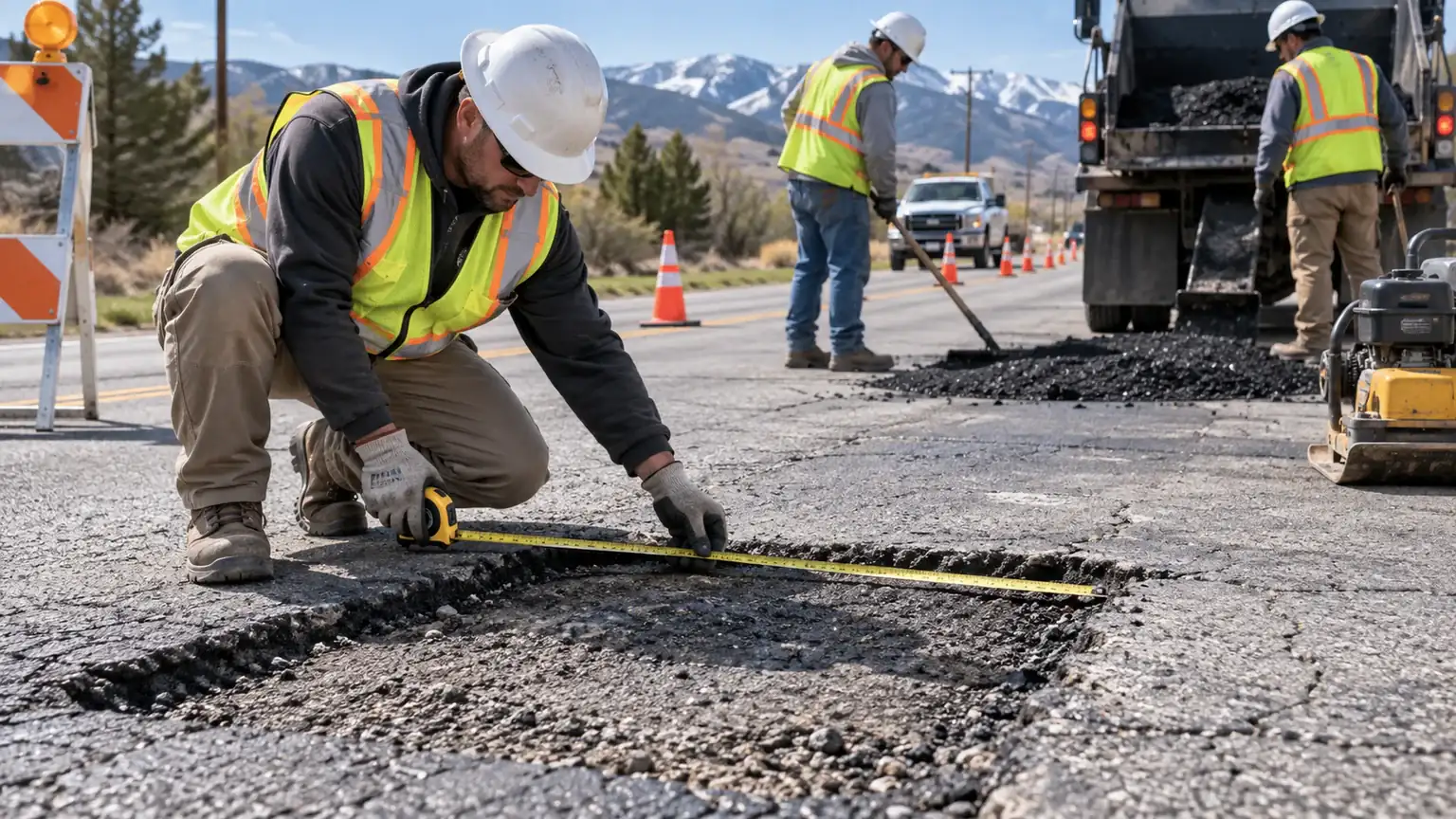 Quality-control step for pothole repair in Goshen, Utah