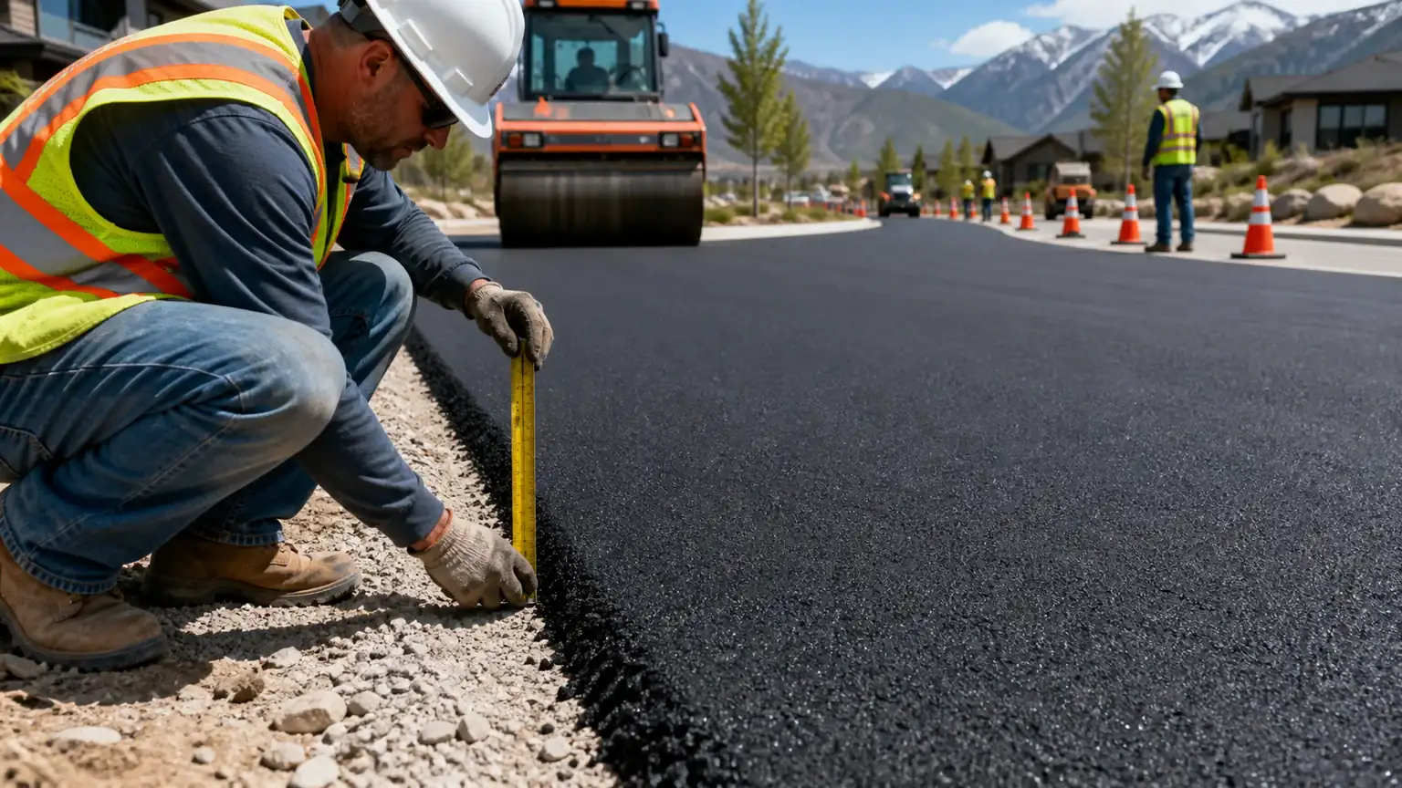 Quality-control step for residential asphalt paving in Alpine, Utah