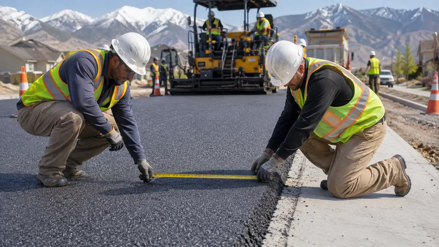 Quality-control step for residential asphalt paving in Draper, Utah