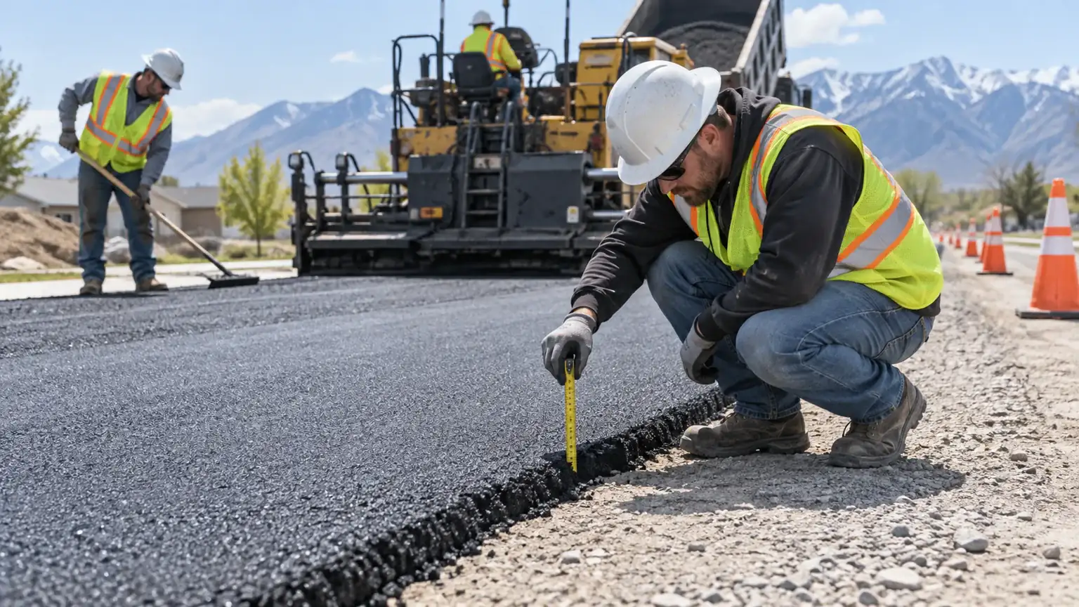 Quality-control step for residential asphalt paving in Genola, Utah