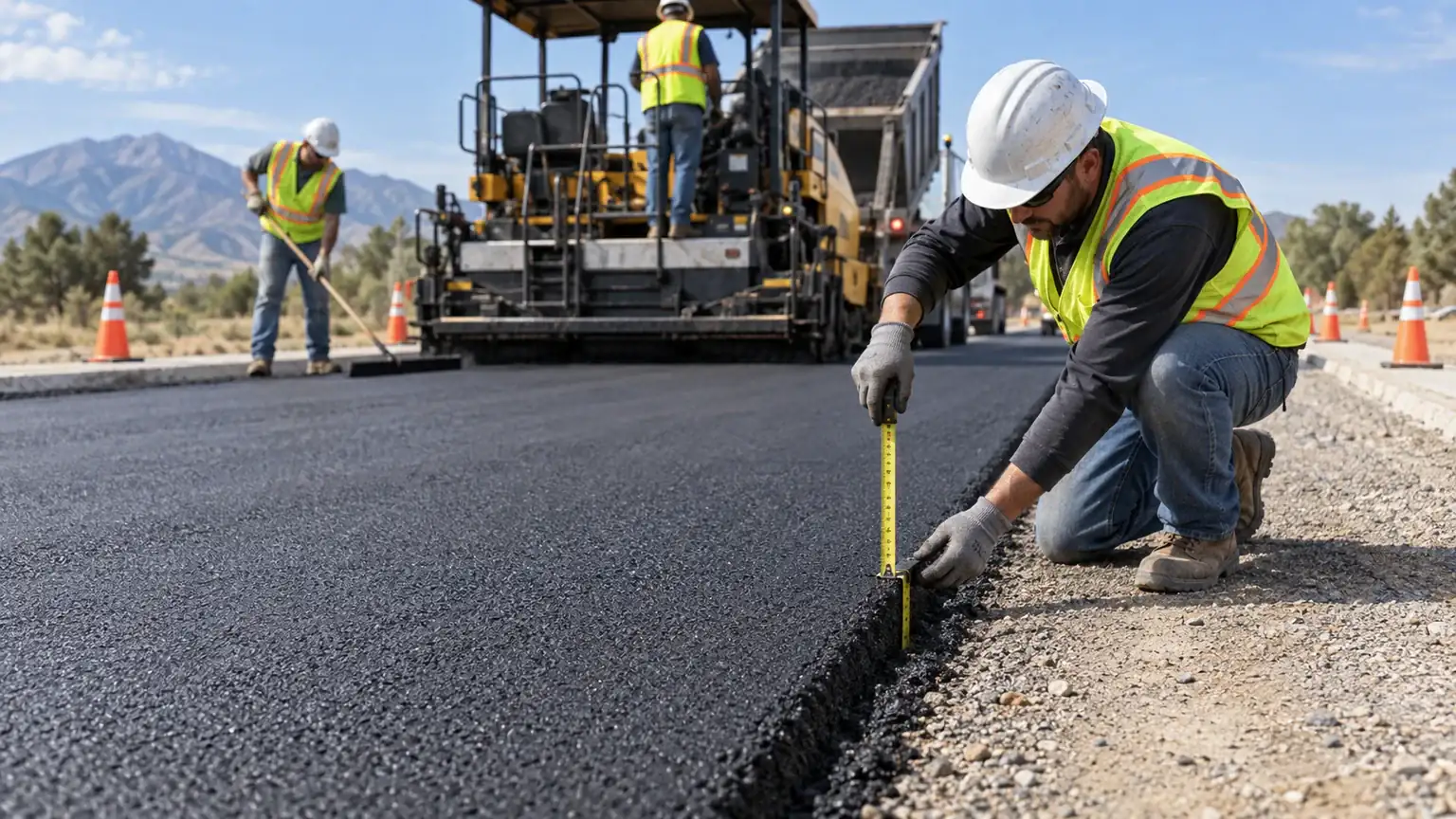 Quality-control step for residential asphalt paving in Goshen, Utah