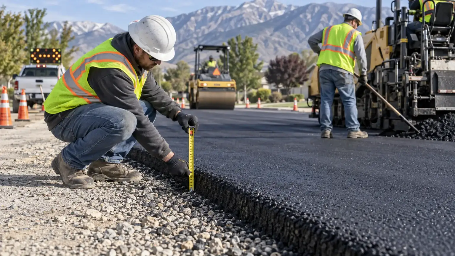 Quality-control step for residential asphalt paving in Highland, Utah